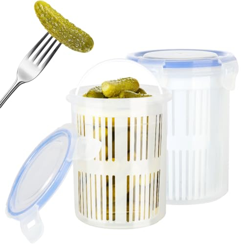 Pilipane Gurkenglas Zum Umdrehen, 2 Stück Flip Einmachglas,Pickle Jar für Oliven Gurken Oder Gurkenscheiben Auslaufsicher Luftdichter Deckel Und Spülmaschinenfest Im Kühlschrank