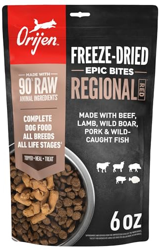 ORIJEN Epic Bites Freeze-Dried Dry Dog Food Regional Red Recipe 6oz Bag