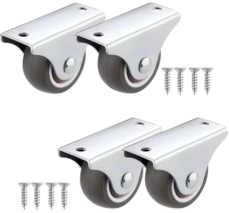 4 stycken möbelrullar, mobila gummihjul 25 mm 32 mm 38 mm 50 mm, transporthjul, tunga lasthjul, reservhjul för möbler för vagnar, bockhjul med skruvar, plattrullar, 50 mm (1,97 tum)
