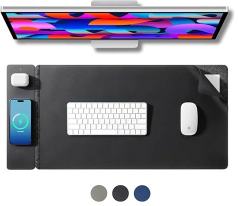 Premium Charging Desk Mat, Large Desk Mat, Magnetic Charging, Office Equipment, Gaming Accessory, Wireless Phone Charger, Wireless Charger, Magnetic Charging, Fast Charger 80cm x 37cm