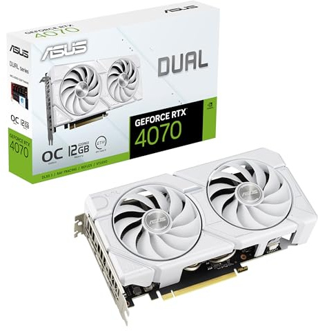 ASUS Dual GeForce RTX™ 4070 EVO White OC Edition (PCIe 4.0, 12GB GDDR6X, DLSS 3, HDMI 2.1a, DisplayPort 1.4a, 2.5-Slot Design, Axial-tech Fan Design)