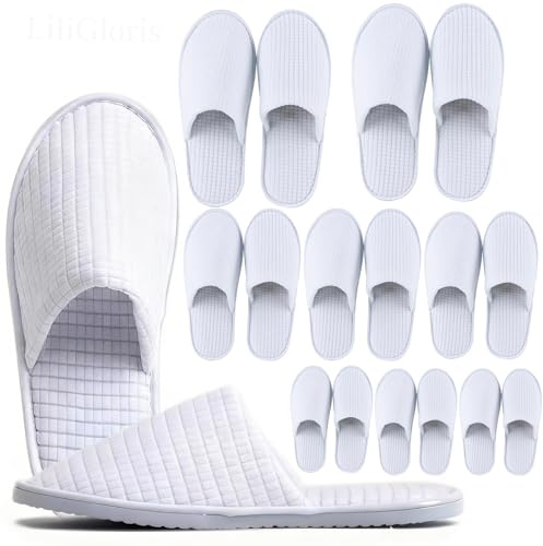 6/10/12 pairs Spa Slippers for Guests, Washable Reusable Disposable Slippers for Women Men, Jacquard Fleece Closed-Toe Design for Hotel, Bathroom, Bedroom, Wedding, Travel, SPA Bulk Slippers for Guest Use