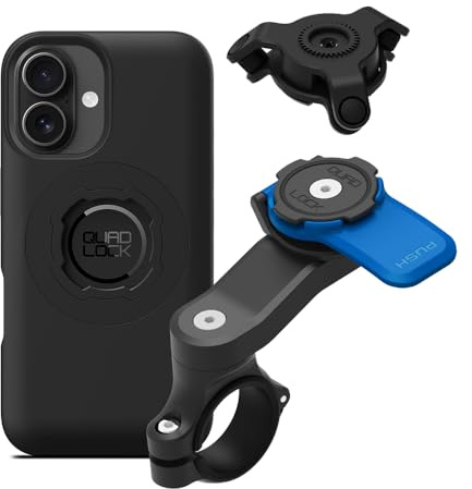 Quad Lock Telefonfäste för Motorcykelstyre med Vibrationsdämpare och MAG-fodral för iPhone 16