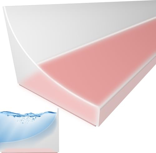 Rusoz 1.5M Copete Encimera Cocina, Transparente Barrera de Agua para Ducha de Silicona Borde para Plato de Ducha Flexible que Evita la Salida de Agua para Suelos, Lavabos, Ducha