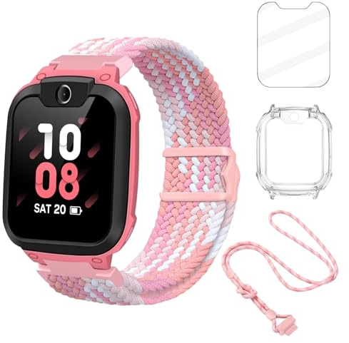 4 in 1 Accessory Set for imoo Z1 Z3 X10 Watch Phone-Nylon/Resin Magnetic Watch Strap&Screen Protector&Clear Case&Neck Strap,Cute Replacement Kit for imoo Kids Smartwatch