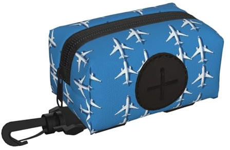 Soporte para bolsas de excrementos de perro para correa, suave, ligero, brillante, con estampado blanco, dispensador de rollos de bolsas de residuos de perro, cierre de gancho y bucle, accesorios para