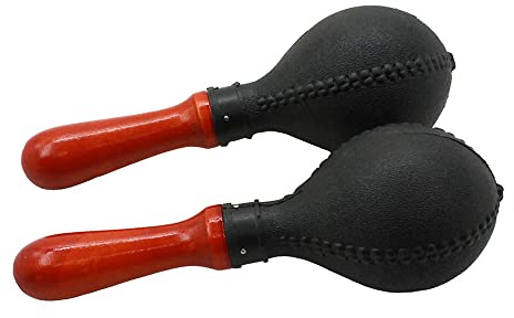 Eujgoov Maracas Shakers Sonagli Manico in Legno Palla di Plastica Sabbie Metalliche Strumenti a Percussione a Mano per Spettacoli dal Vivo Concerti KTV per Feste