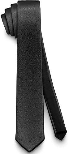 ADAMANT Echt-Lederkrawatte 100% Echtes Lamm-Nappa-Leder in Schwarz 4,5cm Schmal -Made in Germany-