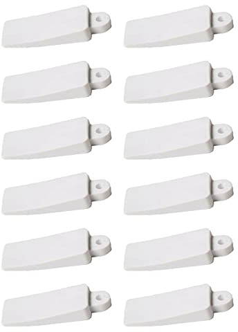 fiXte Soft Rubber Window Door Table Furniture Wedges Stop Stopper Stay Jam Lock in White (Pack of 12)