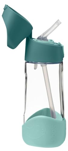 b.box TritanTM Trink- und Wasserflasche, leicht zu greifende Flasche und auslaufsicherer Deckel, cooles, modernes, kinderfreundliches Design, ideal für die After-Schnabeltasse, 450 ml (Smaragdwald)