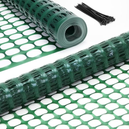 Ohuhu Garden Fence Animal Barrier: 4'x100'/10.7 lbs Reusable Netting Plastic Safety Fence Roll, Temporary Pool Fencing Snow Fence, Construction Fencing Poultry Fence for Deer Rabbits Chicken Dogs