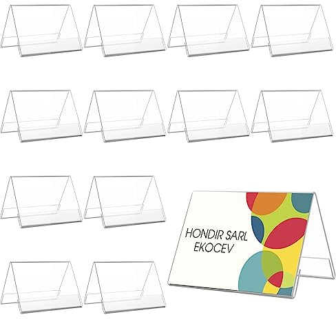 EKOCEV Acryl Etikettenhalter 12 Stück 9 x 6cm Transparent Acryl Preisschilder, Schräg Visitenkarten Display für Büro Supermarkt Konferenz und Schule