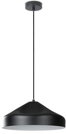 Paco Home Lámpara Colgante De Suspensión Salón Mesa Comedor Cocina Cable Textil 1,5m E27 Luminaria De Suspensión Industrial, Tipo de lámpara:Lámpara colgante - Tipo 3, Farbe_MuVa:Negro - Blanco