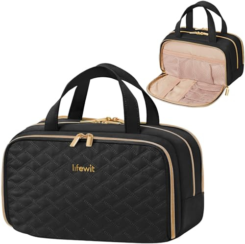 Lifewit Toalettväska för Kvinnor, Reseväska för Sminkväska, Transparent Kosmetisk Tvättpåse för Toalettartiklar I Full Storlek, Hudvårdsbehållare för Travel Essentials, 5L, Svart