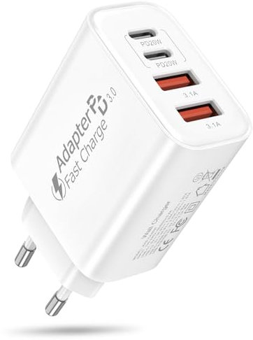 USB C Ladegerät, 4 Ports Mehrfach Ladegerät, 40W Schnellladegerät PD 3.0 Power Adapter USB Netzteil für iPhone 16 15 14 Pro Max 13 12 11 SE 2020 XS XR 8 7, Samsung, Handys