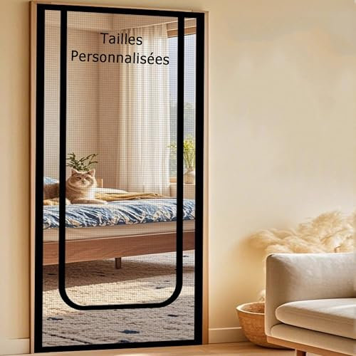 Moustiquaire Pour Porte pour Chat Personnalisable, Rideau Anti Moustique Anti Insectes, Empêche les Chiens et Les Chats de Sortir de La Maison, Installation Facile