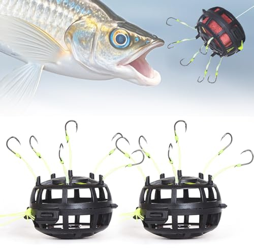 Accessori per pesca,2 pezzi per amo Gabbia da pesca,Gabbia per esca,Ami omnidirezionali,per spiedino,Pesca e trota d'acqua dolce,Acqua salata