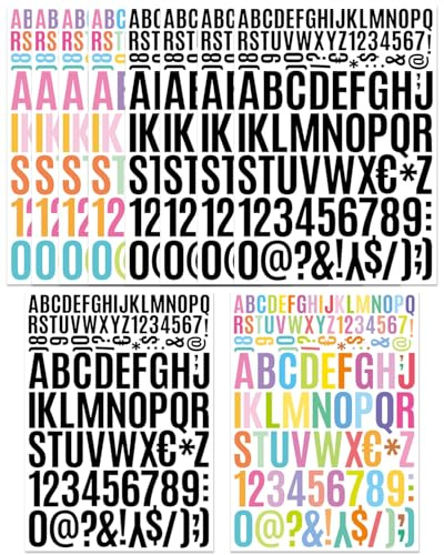 TPZORJX 10 Hojas Pegatina Letras Grandes 2.5cm 4cm, Letras Adhesivas Termoadhesivas de Vinilo Impermeables para Planchar Manualidades Letreros Carteles Buzones Automóviles, Incluye Números 0-9