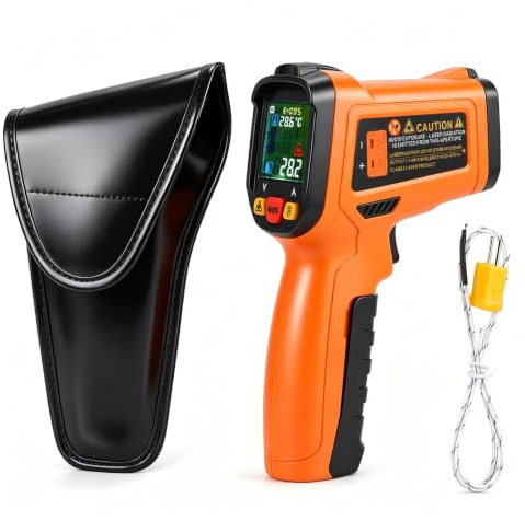 Infraröd Termometer Med Termoelement, -50 °C Till 800 °C (-58 Till 1472 °F) Beröringsfri Termometerpistol + Hygrometer Daggpunkt/Mögel Detektor, För Hemmet, Luftkonditionering HVAC