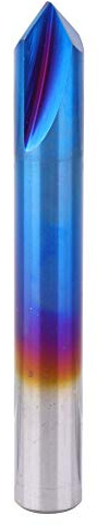 90 Degrees Chamfer End Mill, 2 Flute Blue Coating Tungsten Steel Cemented Carbide Router Bit, High Precision Chamfer Cutter for CNC Milling Machine, Durable Chamfering Tool (10 * 75L)
