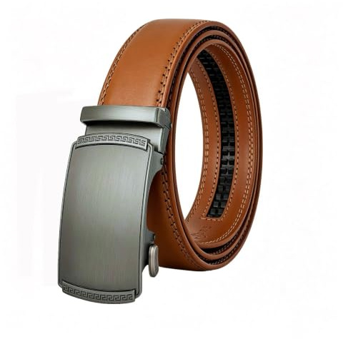 CINCTURE Leather Ratchet Belt for Men – Genuine Leather Automatic Buckle Dress Belt, Adjustable Trim to Fit, Click Lock Formal & Casual Belt for Jeans, Trousers & Business Wear,