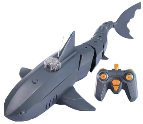 Remote Control Shark Pool with HD Underwater Camera, 2.4G Electric RC Shark & Python Toys, APP Controlled RC Boat with Double Screw, Underwater Remote Control for Adults (Grey)