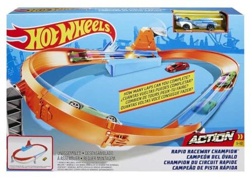 Hot Wheels Action Coffret Champion des dérapage Fourni avec Une Petite Voiture, Jouet pour Enfant, GBF84