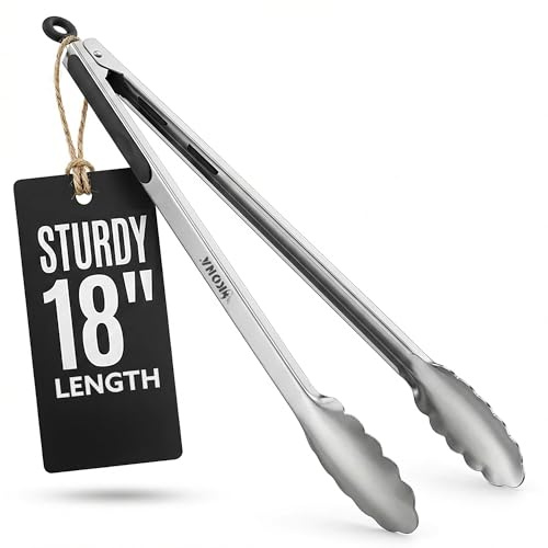 Kona Premium Stainless-Steel Locking Grill Tongs 18 inch, Sturdy, Heavy Duty Tongs - Great for Cooking, Grilling, and Barbecue (BBQ)