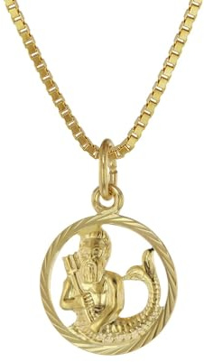 trendor Sternzeichen Wassermann 333 Gold + plattierte Kinder-Kette Tierkreiszeichen, liebevoller Halsschmuck für Mädchen und Jungen, Geschenkidee, 75990-02