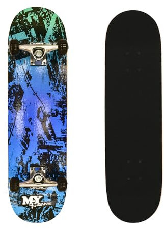 M.Y X-Skate 'Inner City' Complete Skateboard 31 Double Kick Beginner Skateboard for Kids Teenagers & Adults 7 Ply Maple Deck ABEC 7 Bearings for Tricks and skateparks