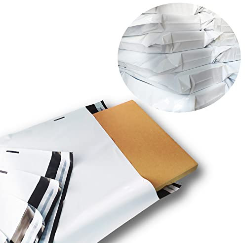 verpacking Versandbeutel 350x470 mm Weiß/Schwarz [Größe und Stückzahl wählbar] Blickdicht Coex Versandtaschen für Kleidung selbstklebend Verpackungstüten Folienversandtaschen 100 Stück