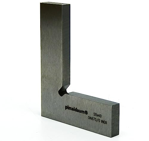 PIMALDAUM Escuadra con tope 90° DIN 875/0 – Acero inoxidable 4Cr13 – Escuadra de precisión clase 0 – Herramienta de control y medición para taller e industria – Varias medidas disponibles (50*40 mm)