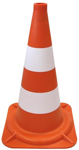 Dörner + Helmer Coni di avvertimento impilabili 500 mm di altezza, capanna stradale, pilone, in polietilene, a righe, rosso/bianco