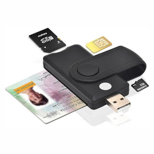 Aiyingmei CAC Smart Card Reader, 5 in 1 DOD Military USB SIM/SD/TF/ID/IC Card Adapter Compatible with Windows, Linux/Unix, MacOS X
