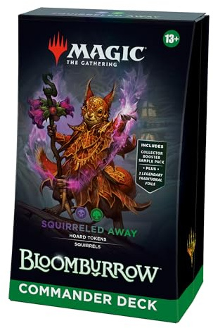 Magic: The Gathering Bloomburrow Commander Deck - Squirreled Away (100-Card Deck, 2-Card Collector Booster Sample Pack + Accessories) (English Version)