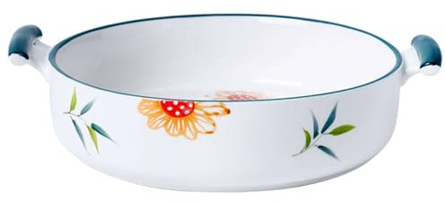 TYMYYS Runde Lasagnepfanne Mit Griff, Kleine Backform Aus Keramik Für Eine Person, Porzellan-Auflaufform Ofenfest-grün-1000ml, 25x20x5cm, FK2BCC222FC22CF