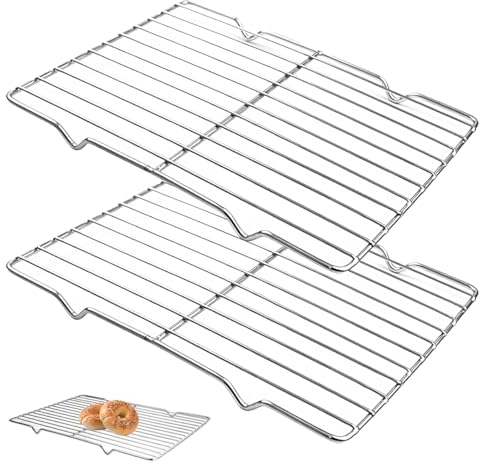 2 Pezzi Griglia di Raffreddamento 31x20cm Griglia Forno per Raffreddare, Griglia Rettangolare per Pasticceria, Gratella per Dolci, Griglia Raffreddamento per Arrostire, Grigliare, Cucinare e Asciugare
