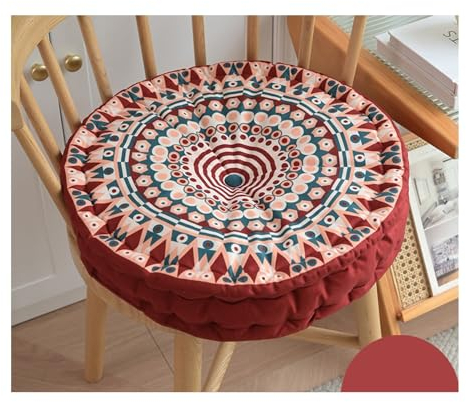 Sitzkissen Garten Bunt mit Griff 45 cm, Sesselauflage Outdoor, Sitzerhöhung Stuhl, Stuhlkissen Rund, Bodenkissen Boho, Sitzkissen Sessel Senioren für Stuhlerhöhung Erwachsene Auto Gartenstuhl(W1)