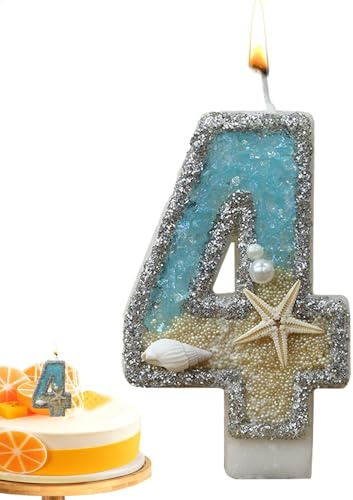 Velas de cumpleaños – Velas de cumpleaños con números | Velas temáticas para tartas con estrellas de mar azules del 0 al 9, ideales para decoración de pasteles, fiestas de cumpleaños y celebraciones