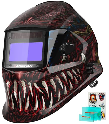 ARCCAPTAIN Welding Helmet Auto Darkening, 1/1/1/1 True Color Welding Hood, 4 Arc Sensor 1/25000s Response Time Solar Powered Weld Hood Helmet, Alien