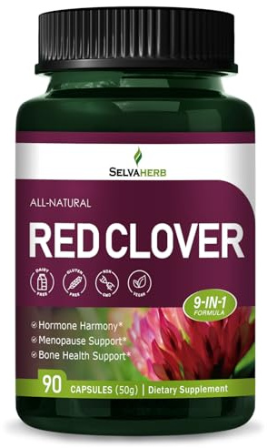 Selvaherb Red Clover Herb Extract Capsules for Women, Menopause Relief Supplements with Black Cohosh Wild Yam Natural Extract. 90 Count