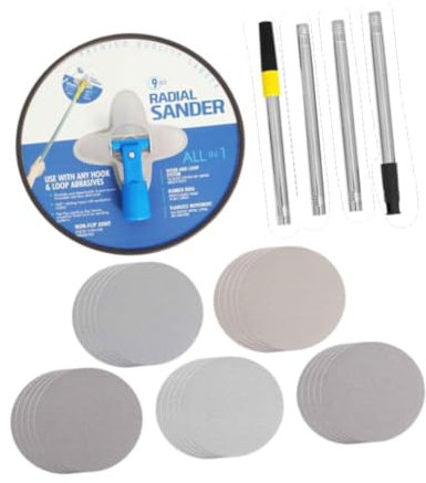 Oshhni Ponceuse de cloisons sèches manuelle avec tige d'extension 360 ° Tête pivotante avec feuilles de ponçage pour murs et plafonds outil de ponçage