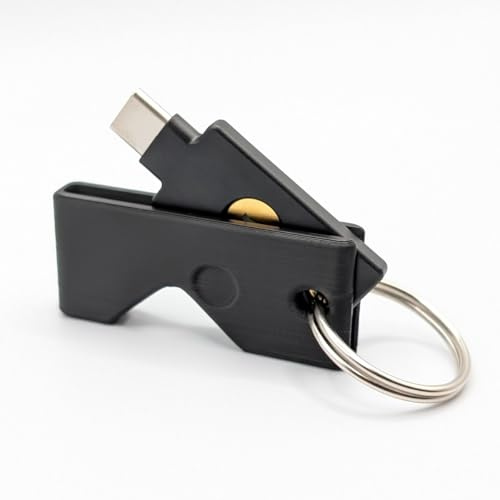 Ersatz Schutzhülle passend für Yubikey 5C NFC (USB-C) Schwarz - Case Hülle Security Key Schlüsselanhänger Kratzschutz 2FA Authentifizierung - PrintBTW
