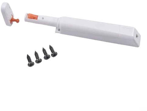 Sistema de cierre magnético para puerta de armario de cocina, doble cabezal con resorte, accesorios de aluminio, para almacenamiento de armario, blanco y gris claro (blanco)