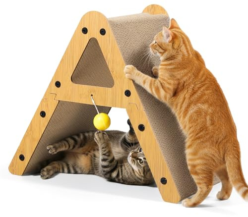 Gimars Tiragraffi Cartone a Forma di A, Tiragraffi per Gatti Cartone Spesso 4 cm, Tiragraffi Verticale e Orizzontale per Gatti e Casa Tiragraffi Gatto in Cartone, Graffiatoio per Gatti, Portata 10 kg