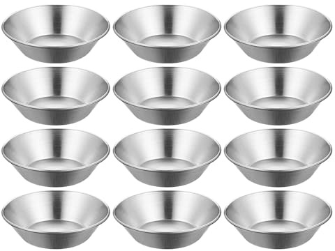 KICHOUSE 12pcs Mini Pie Pans - Metal Egg Tart Baking Mold Stainless Steel Non‑Stick Mould Shell For Pastry Baking Dessert Cupcake Muffin Party Holiday Festival