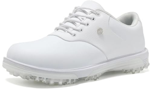 ULTIANT Zapatos de Golf para Hombre, Impermeables, con Tacos fijos y protección de TPU, Antideslizantes, para el Campo de Golf y el Tiempo Libre