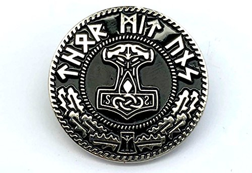 Patch Nation Thors Hammer Mjölnir Viking Wikingers Metal Pin Badge Brosche (Silber)