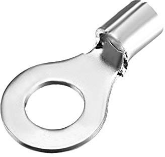 sourcing map Copper Wire Lugs,14-12AWG RNB3.5-6,Bolt Hole,Battery Cable Ends Eyelets Crimp Tubular Ring Terminals Connectors Silver Tone 10Pcs