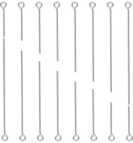 TOAOB 800 Stück Silber Kopfstift Metall Kettelstifte Nietstifte mit Öse 18 20 26 30 35 40 45 50mm Eye Pins Schmuck Zubehör für Ohrring Anhänger Perlen Schmuck DIY